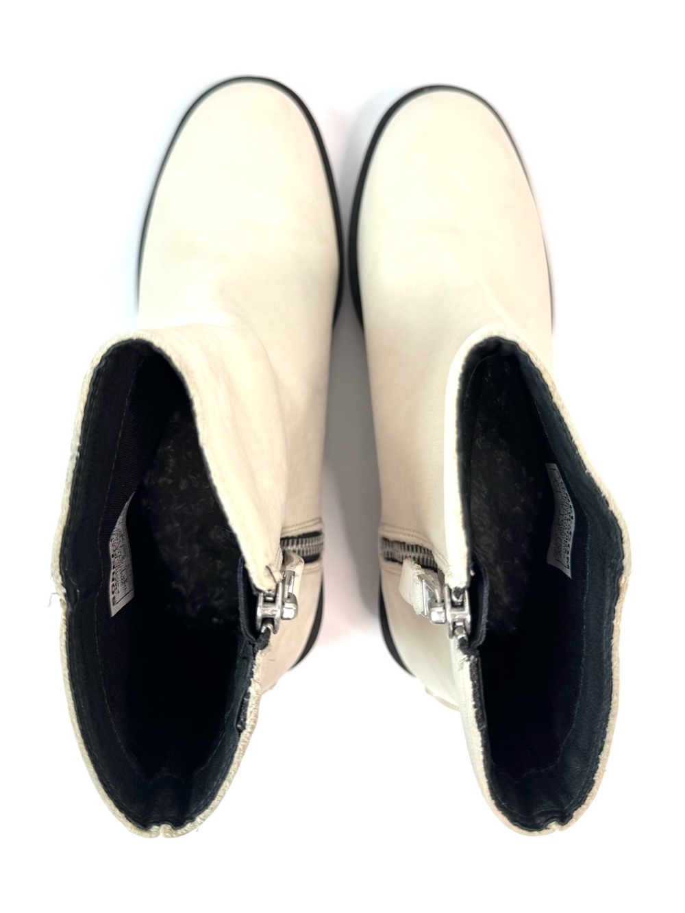 Sorel Phoenix Zip Waterproof Leather Lug Sole Ankle Boots Ivory Size 8 - Picture 4 of 11